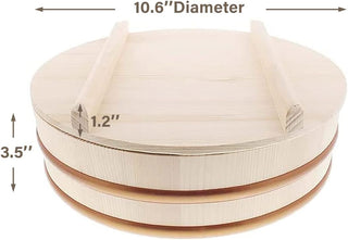 TIKUSAN Wooden Hangiri Sushi Oke Rice Mixing Tub Made of Momi Fir PP Band with Lid