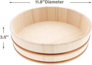 TIKUSAN Wooden Hangiri Sushi Oke Rice Mixing Tub Made of Momi Fir PP Band