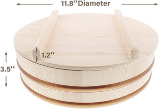 TIKUSAN Wooden Hangiri Sushi Oke Rice Mixing Tub Made of Momi Fir PP Band with Lid