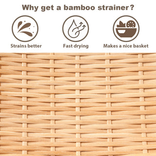 TIKUSAN Bamboo Round Zaru Basket Colander