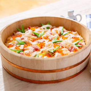 TIKUSAN Wooden Hangiri Sushi Oke Rice Mixing Tub Made of Swara Cypress Copper Band