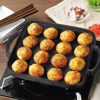 TIKUSAN Takoyaki Pan Cast Iron Takoyaki Maker Skillet Griddle Japanese Octopus Meat Ball Mold Maker for Gas Heater