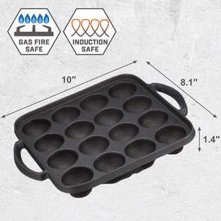 TIKUSAN Takoyaki Pan Cast Iron Takoyaki Maker Skillet Griddle Japanese Octopus Meat Ball Mold Maker for Gas Heater