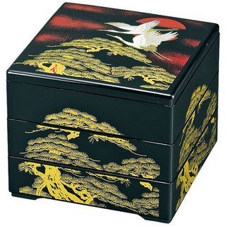 TIKUSAN Jubako Box Japanese Traditional 3 Tiers Bento Box, Made in Japan (Black)