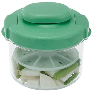 Instant Pickle Maker Vegetable Press Tsukemono Container Round Made in Japan BPA Free(Green)