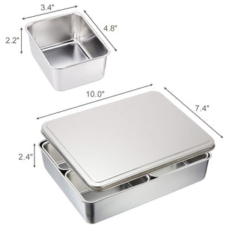 TIKUSAN Seasoning Container, Spice Jar, Yakumi Storage Box Stainless Steel with Lid R Size Made in Japan (4 Containers Square)