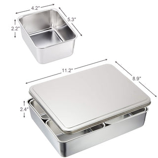 TIKUSAN Stainless Steel Seasoning Container Yakumi Pan Spice Storage Box Tray with Lid Medium Size Made in Japan (4 Containers (Square))