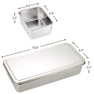 TIKUSAN Stainless Steel Seasoning Container Yakumi Pan Spice Storage Box Tray with Lid Medium Size Made in Japan (3 Containers)