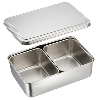 TIKUSAN Stainless Steel Seasoning Container Yakumi Pan Spice Storage Box Tray with Lid Medium Size Made in Japan (2 Containers)