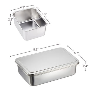 TIKUSAN Stainless Steel Seasoning Container Yakumi Pan Spice Storage Box Tray with Lid Medium Size Made in Japan (2 Containers)