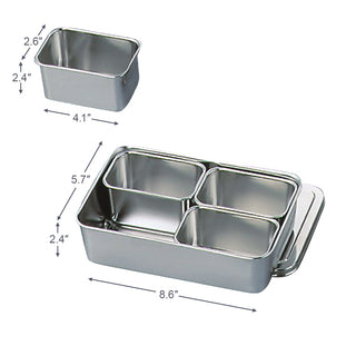 TIKUSAN Stainless Steel Seasoning Container Yakumi Pan Spice Storage Box Tray with Lid Made in Japan 00 Size (4 Containers Square)