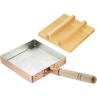 TIKUSAN Japanese Tamagoyaki Rolled Omelette Copper Pan with Wooden Lid