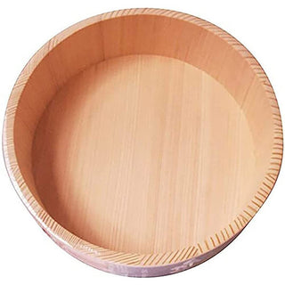 TIKUSAN Wooden Hangiri Sushi Oke Rice Mixing Tub Made of Sawara Cypress Copper Band with Lid
