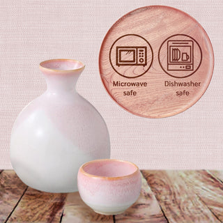 TIKUSAN Ceramic Japanese Sake Set Sakura Mino Ware 5 Set