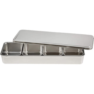 TIKUSAN Stainless Steel Seasoning Container Yakumi Pan Spice Storage Box Tray with Lid R Size Made in Japan (4 Containers)