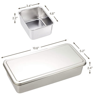 TIKUSAN Stainless Steel Seasoning Container Yakumi Pan Spice Storage Box Tray with Lid R Size Made in Japan (3 Containers)