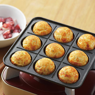 TIKUSAN Takoyaki Pan Cast Iron Takoyaki Maker Skillet Griddle Japanese Octopus Meat Ball Mold Maker for Gas Heater