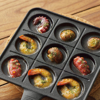 TIKUSAN Takoyaki Pan Cast Iron Takoyaki Maker Skillet Griddle Japanese Octopus Meat Ball Mold Maker for Gas Heater