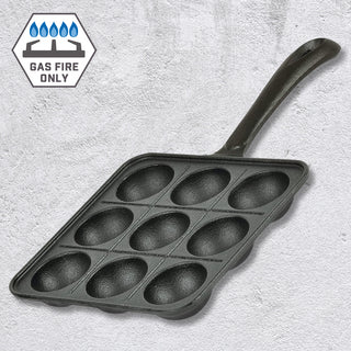TIKUSAN Takoyaki Pan Cast Iron Takoyaki Maker Skillet Griddle Japanese Octopus Meat Ball Mold Maker for Gas Heater