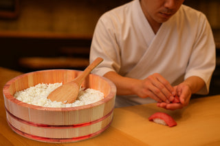 Japanese wooden hangiri sushi rice tub for homemade sushi