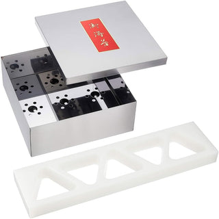 TIKUSAN Onigiri Mold Musubi Maker BPA Free Made in Japan Kansai Style (Small 5 Molds) + TIKUSAN Japanese Seaweed Container Sushi Nori Can Made in Japan Stainless Steel (Extra Large)