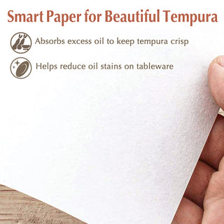 Japanese Tempura Paper, Oil Absorbing Cooking Paper, 8.6 × 7.8 inch, 500 Sheets