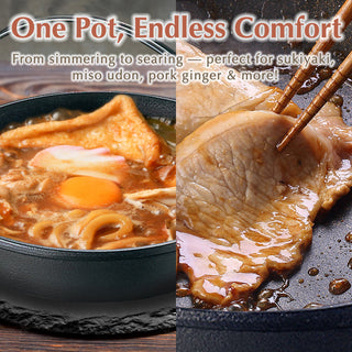 TIKUSAN Japanese Cast Iron Hot Pot Sukiyaki Nabe Pan Made in Japan