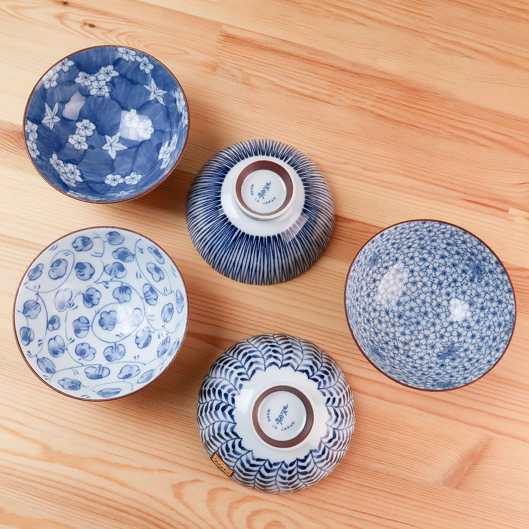 TIKUSAN Japanese Traditional Japanese Rice Bowls Set Mino Ware