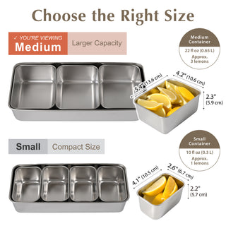 TIKUSAN Stainless Steel Seasoning Container Yakumi Pan Spice Storage Box Tray with Lid Medium Size Made in Japan (3 Containers)