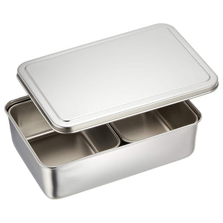 TIKUSAN Stainless Seasoning Container Yakumi Pan Spice Storage Box Tray with Lid Medium Size Made in Japan (2 Containers)