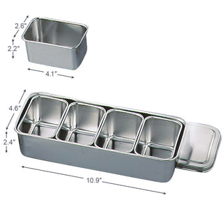 TIKUSAN Stainless Steel Seasoning Container Yakumi Pan Spice Storage Box Tray with Lid Made in Japan 00 Size (4 Containers)