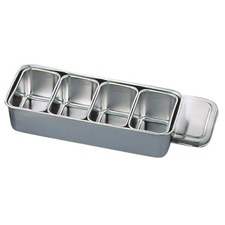 TIKUSAN Stainless Steel Seasoning Container Yakumi Pan Spice Storage Box Tray with Lid Made in Japan 00 Size (4 Containers)
