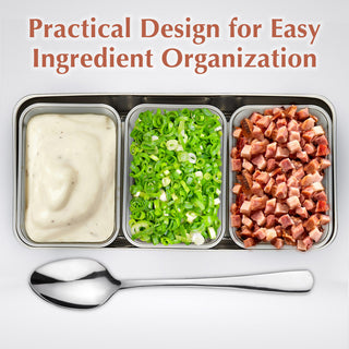 TIKUSAN Stainless Steel Seasoning Container Yakumi Pan Spice Storage Box Tray with Lid Medium Size Made in Japan (3 Containers)