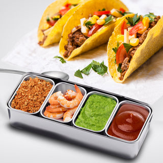 TIKUSAN Stainless Steel Seasoning Container Yakumi Pan Spice Storage Box Tray with Lid Medium Size Made in Japan (2 Containers)