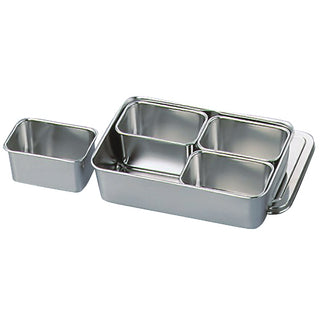 TIKUSAN Stainless Steel Seasoning Container Yakumi Pan Spice Storage Box Tray with Lid Made in Japan 00 Size (4 Containers Square)