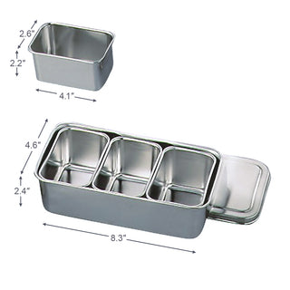 TIKUSAN Stainless Steel Seasoning Container Yakumi Pan Spice Storage Box Tray with Lid Made in Japan 00 Size (3 Containers)