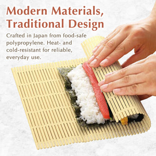 TIKUSAN Non Stick Sushi Rolling Mat with Double Embossed Surface Made in Japan Japanese Plastic Makisu for Sushi Maki California Rolls Tamagoyaki and Vegetable Draining