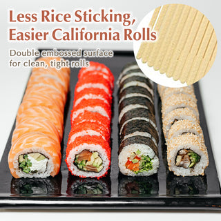 TIKUSAN Non Stick Sushi Rolling Mat with Double Embossed Surface Made in Japan Japanese Plastic Makisu for Sushi Maki California Rolls Tamagoyaki and Vegetable Draining