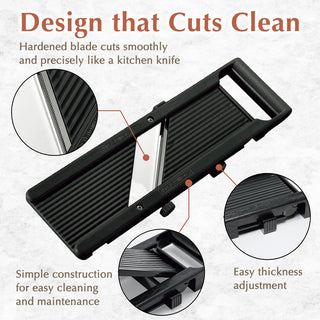 TIKUSAN SAMURAI Slicer Japanese Mandoline Vegetable Slicer Made in Japan Adjustable Slice Thickness Stainless Steel Blade