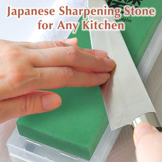TIKUSAN SAMURAI Ceramic Whetstone Majin Made in Japan Japanese Knife Sharpening Stone with Base for Kitchen and Professional Use