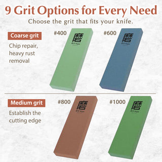 TIKUSAN SAMURAI Ceramic Whetstone Majin Made in Japan Japanese Knife Sharpening Stone with Base for Kitchen and Professional Use