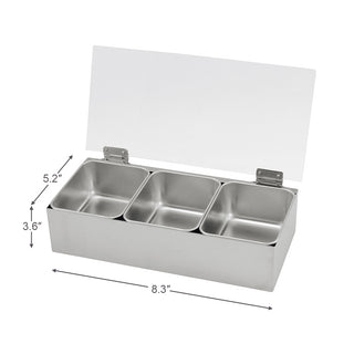 TIKUSAN Stainless Steel Seasoning Container Yakumi Pan Spice Storage Box Tray with Hinged Transparent Lid Made in Japan (3 Containers)