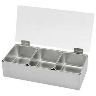 TIKUSAN Stainless Steel Seasoning Container Yakumi Pan Spice Storage Box Tray with Hinged Transparent Lid Made in Japan (3 Containers)