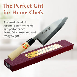 TIKUSAN Japanese Carbon Steel Ai Deba Knife Single Bevel Traditional Style Made in Japan