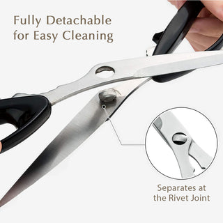 Left Handed Kitchen Scissors Easy Grip Curved and Serrated Blades Made in Japan