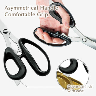 Left Handed Kitchen Scissors Easy Grip Curved and Serrated Blades Made in Japan