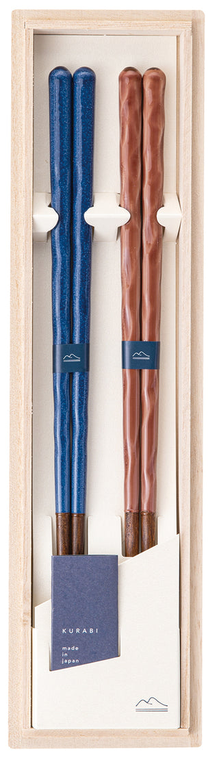 Japanese Wooden Chopsticks Gift Set KURABI Ruri Akane