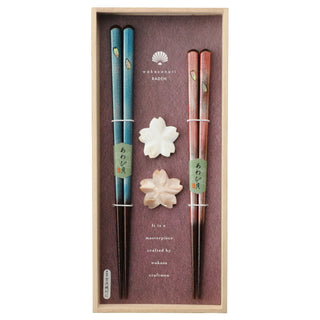 Wakasa Nuri Chopsticks & Shell Rest Gift Set Hana Oboro