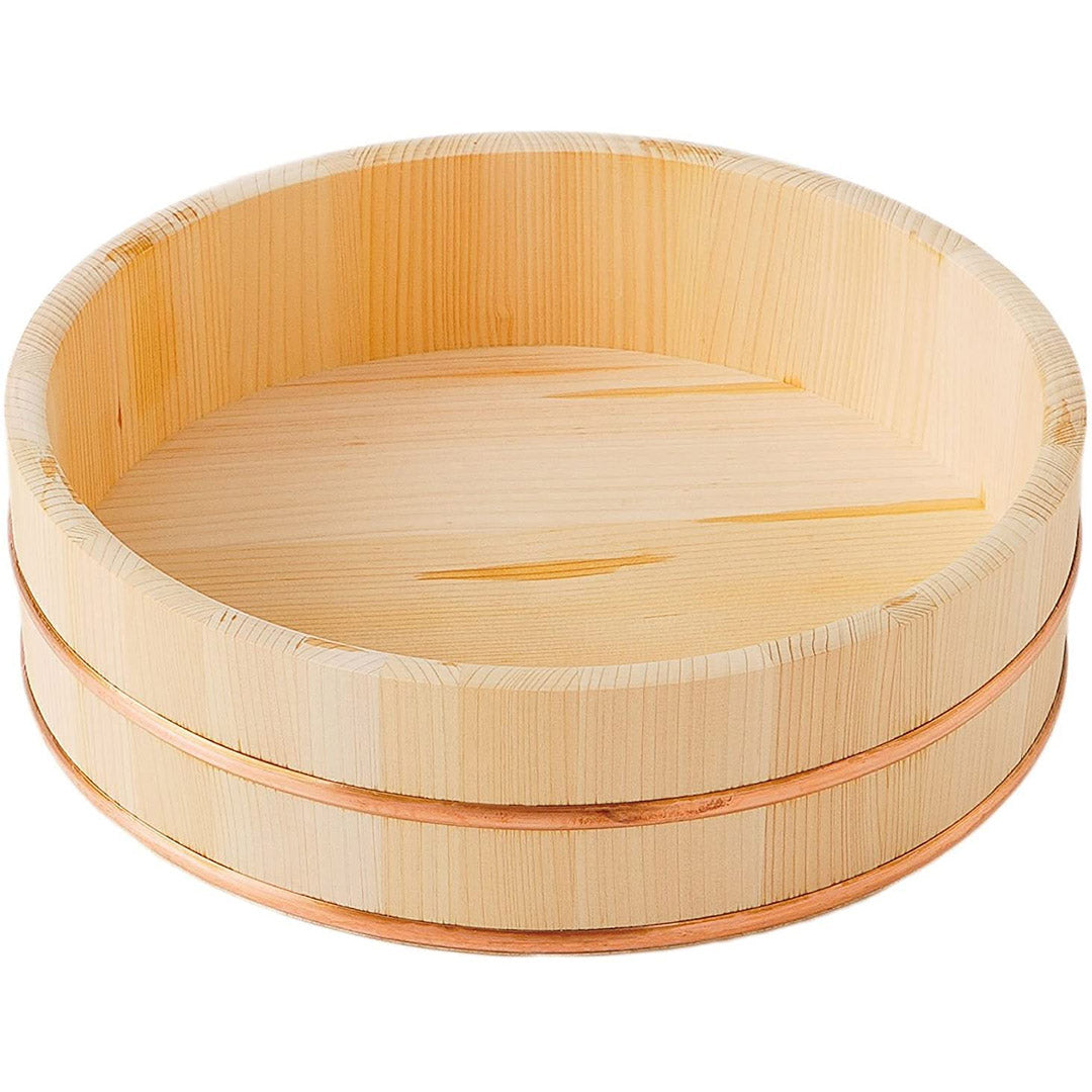 TIKUSAN Wooden Hangiri Sushi Oke Rice Mixing Tub Copper Band