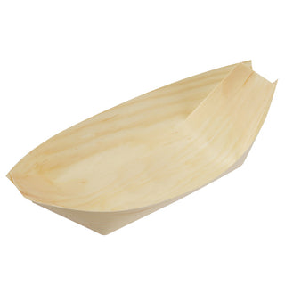 TIKUSAN Disposable Wood Boat Plates Serving Dishes Tray